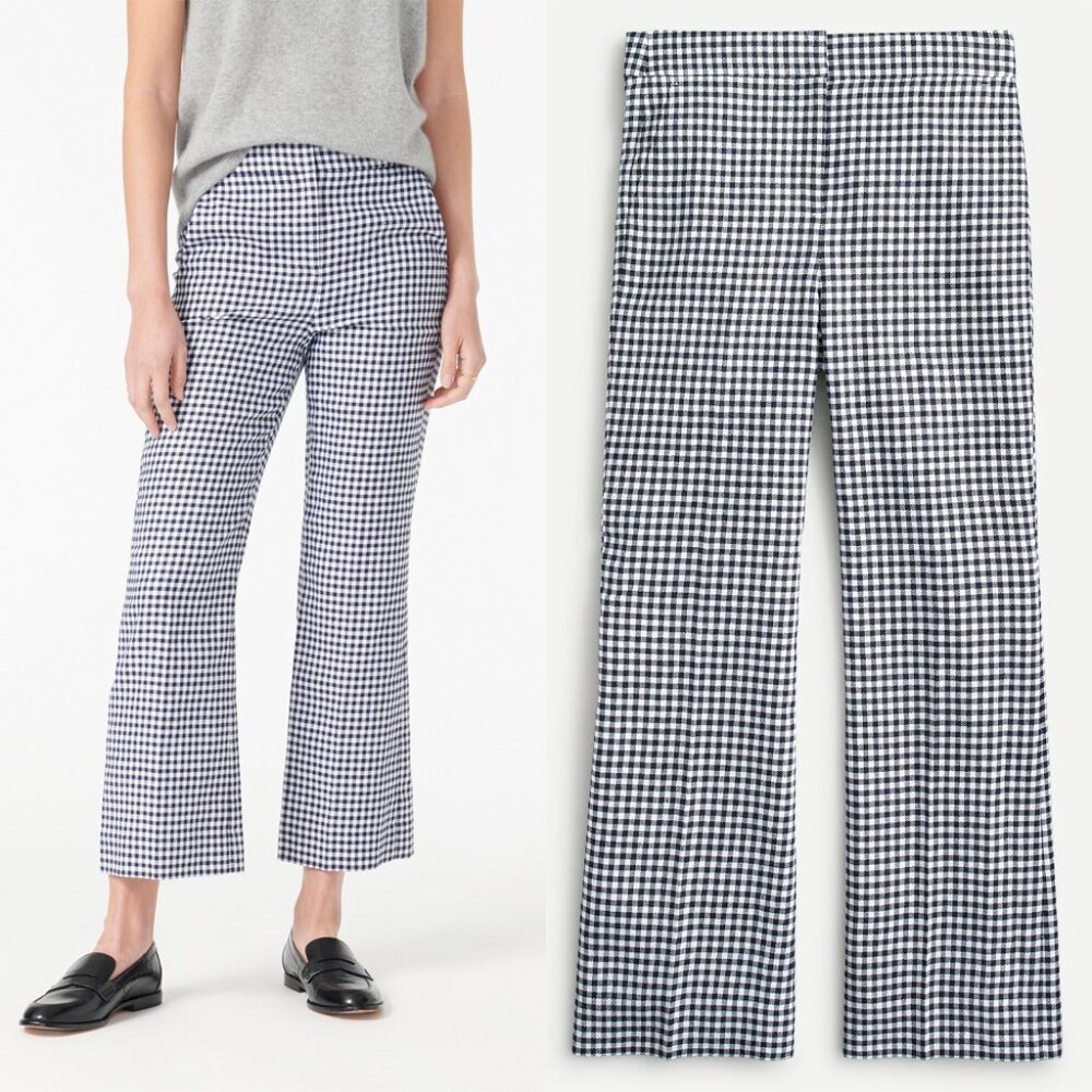 J. Crew Navy and White Checkered Ankle Pants